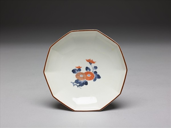 青花五彩花卉紋十方蓋碗