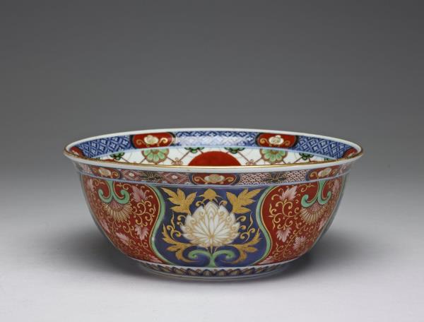 日本 有田燒 五彩琴高仙人碗