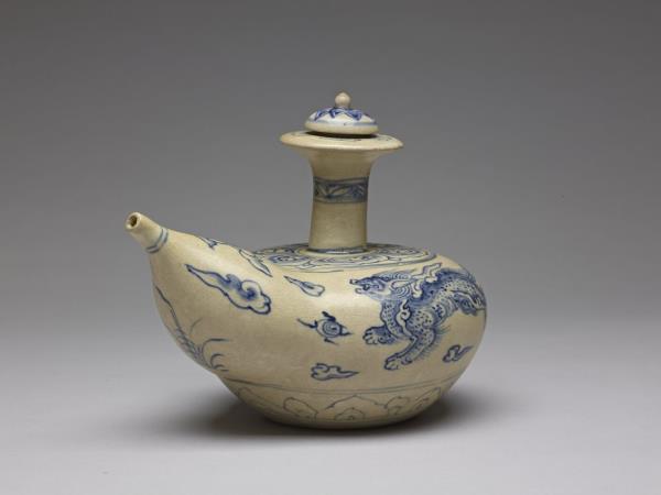 越南 15世紀 青花雙獅紋軍持