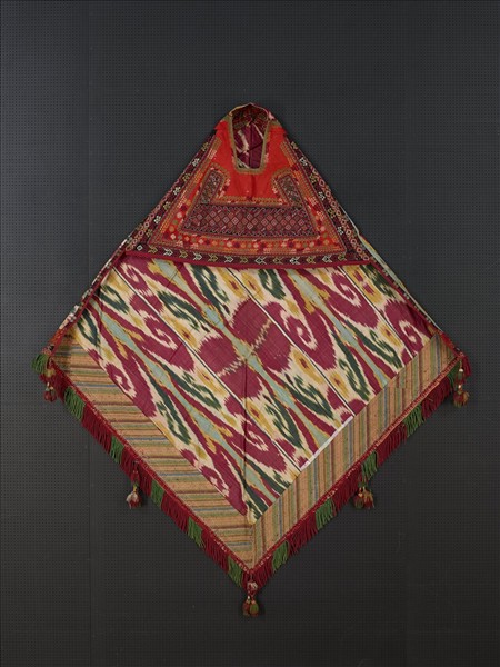 烏茲別克 紅地伊卡刺繡頭巾