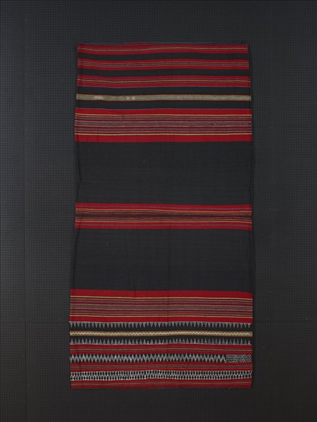 寮國 黑地幾何紋珠飾筒裙