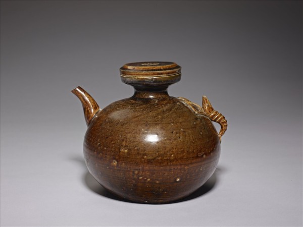 越南 13-14世紀 褐釉龍蝦把手水注