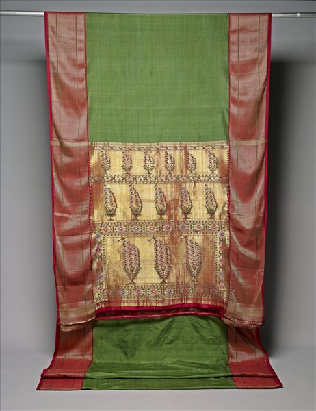 印度 綠地織金錦紗麗