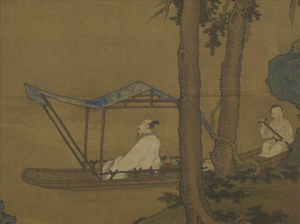 元趙孟頫松陰晚棹圖　軸