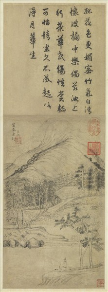 元趙孟頫富春垂釣　軸