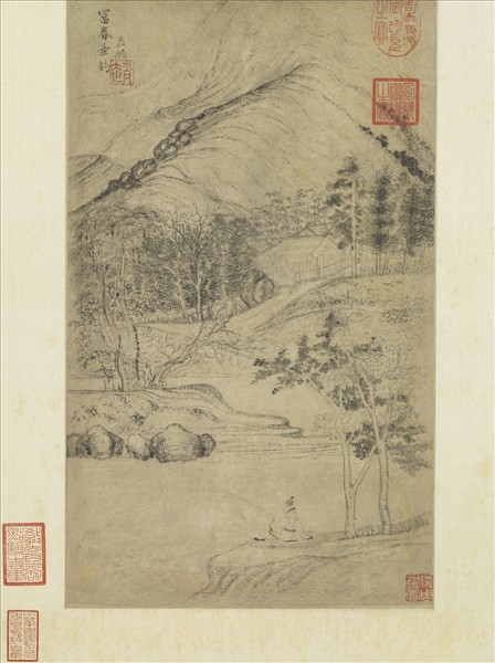 元趙孟頫富春垂釣　軸