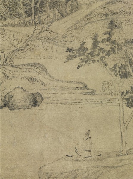 元趙孟頫富春垂釣　軸