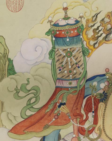 清姚文瀚畫北方多聞天王像　軸