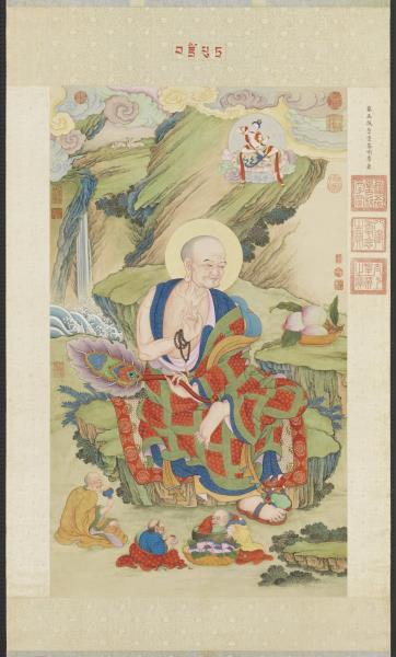 清姚文瀚畫第五拔襍哩逋答答喇尊者　軸