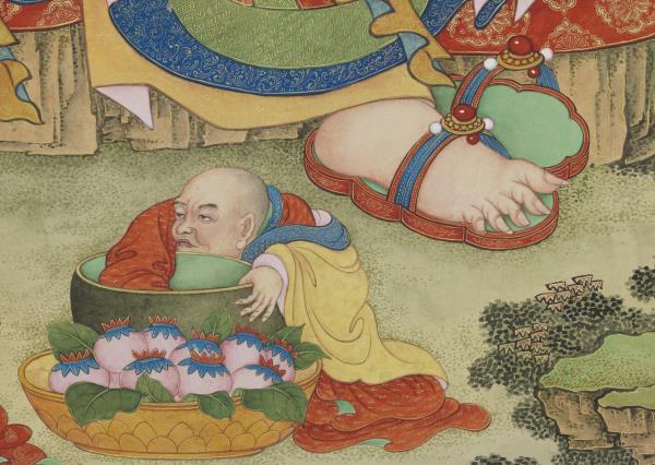 清姚文瀚畫第五拔襍哩逋答答喇尊者　軸