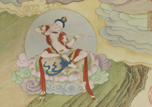 清姚文瀚畫第五拔襍哩逋答答喇尊者　軸