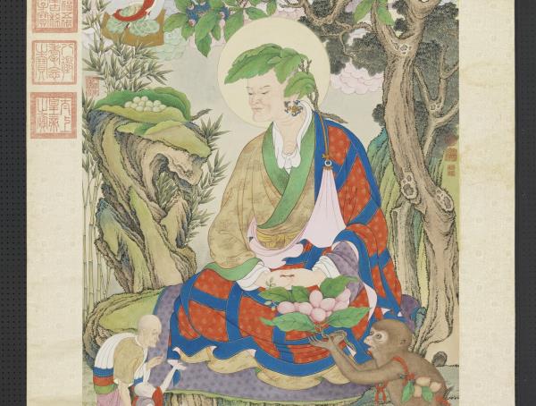 清姚文瀚畫第八嘎納嘎拔哈喇錣雜尊者　軸