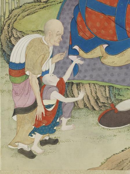 清姚文瀚畫第八嘎納嘎拔哈喇錣雜尊者　軸