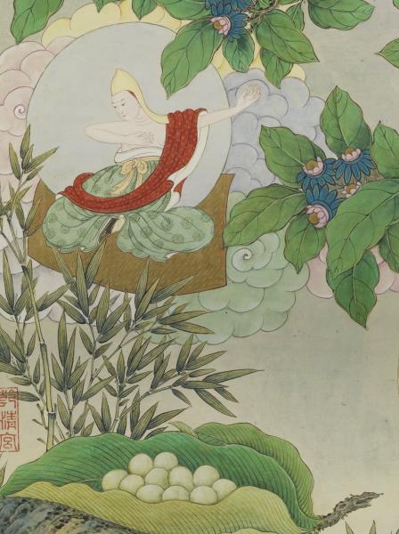 清姚文瀚畫第八嘎納嘎拔哈喇錣雜尊者　軸