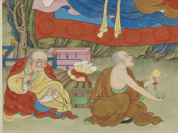 清姚文瀚畫第十二那楂拔哈喇錣雜尊者　軸