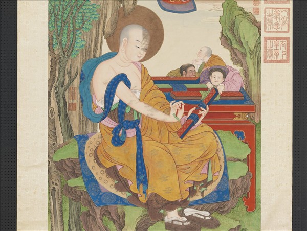 清姚文瀚畫第十五鍋巴嘎尊者　軸