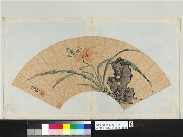 明文徵明畫扇　冊　萱花