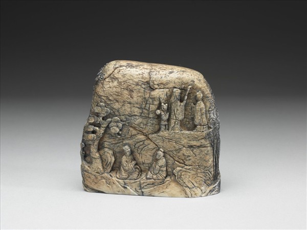 玉雕竹林七賢山子