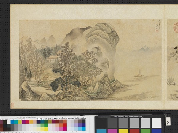 明人畫幅集冊　冊　明謝道齡嶢峰飛瀑