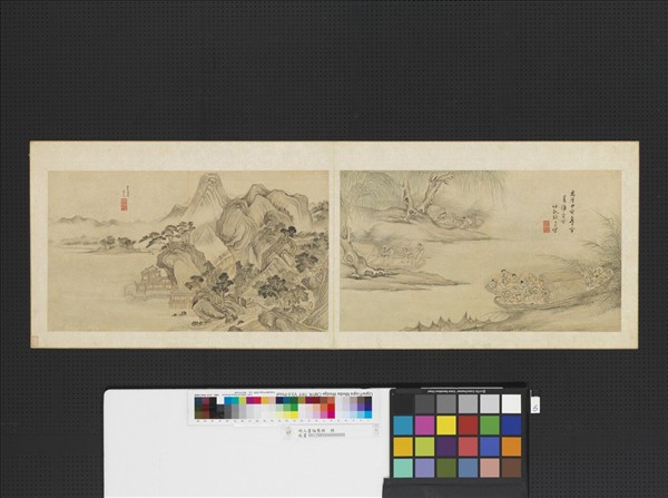 明人畫幅集冊　冊　明張啟祖四舟喧渡