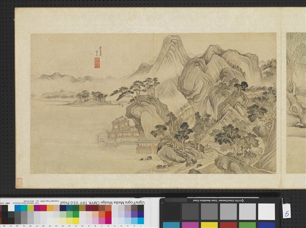 明人畫幅集冊　冊　明張啟祖四舟喧渡