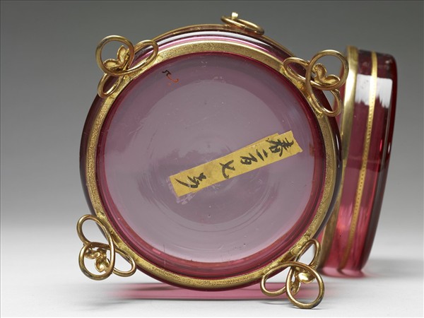 西洋玻璃花草紋盒