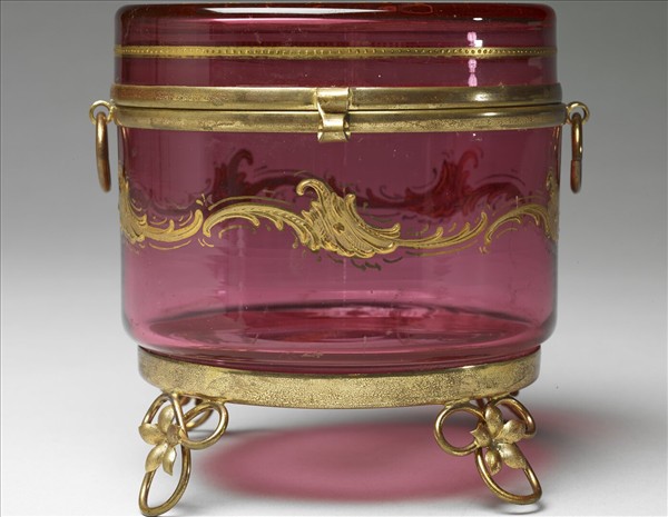 西洋玻璃花草紋盒