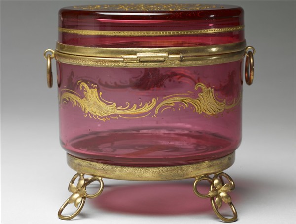 西洋玻璃花草紋盒