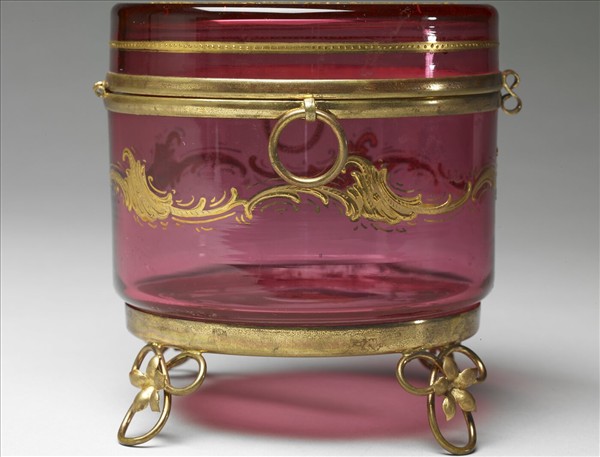 西洋玻璃花草紋盒