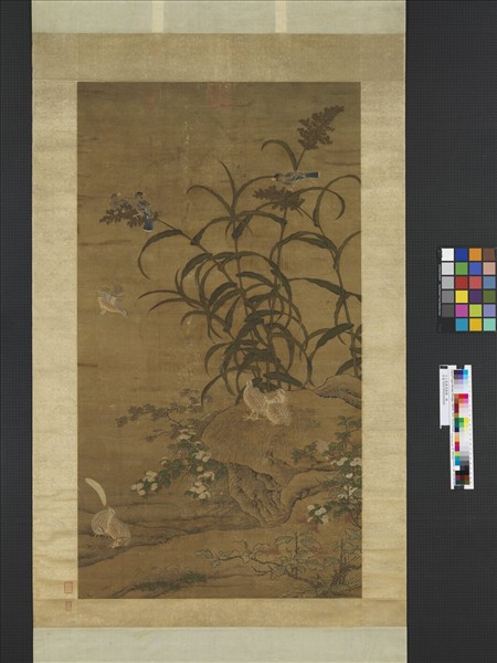 元人嘉穀鳴禽圖　軸