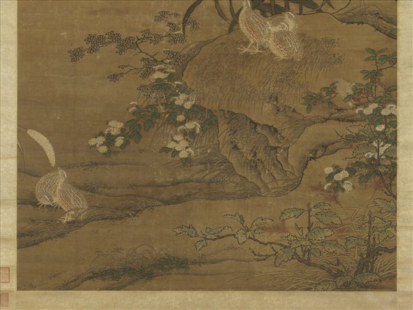 元人嘉穀鳴禽圖　軸