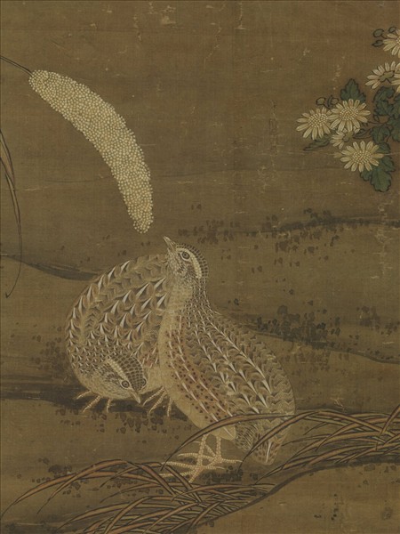 元人嘉穀鳴禽圖　軸