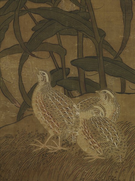 元人嘉穀鳴禽圖　軸