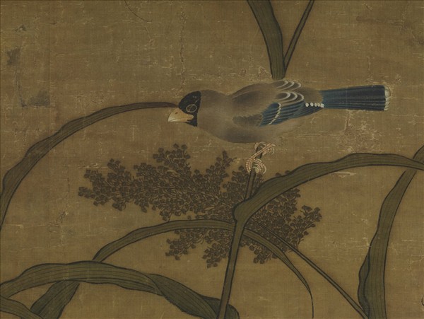 元人嘉穀鳴禽圖　軸