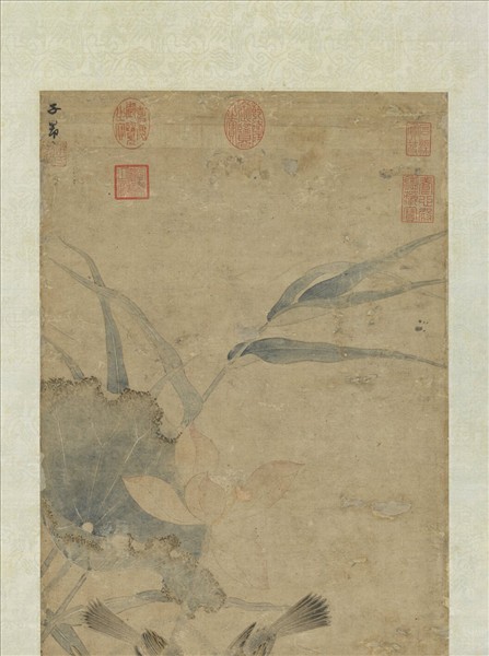 元趙孟頫荷花水鳥圖　軸