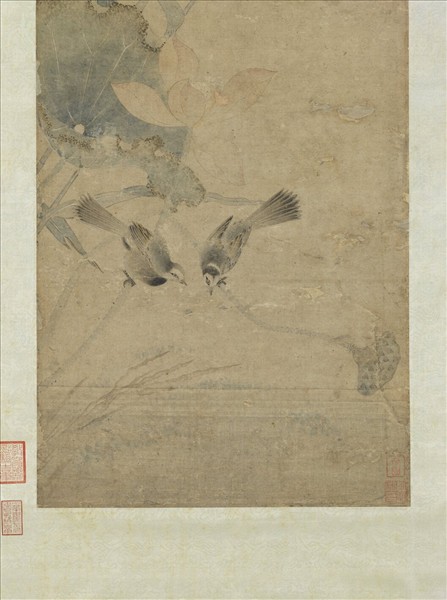 元趙孟頫荷花水鳥圖　軸