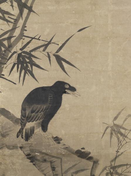 元趙雍竹石鸜鵒圖　軸