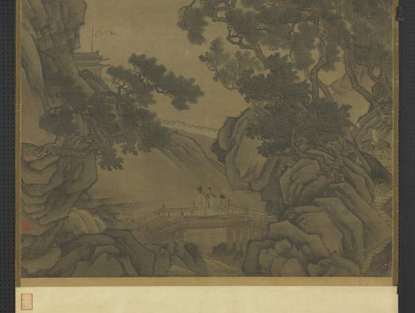 元王振鵬瀛海勝景　軸