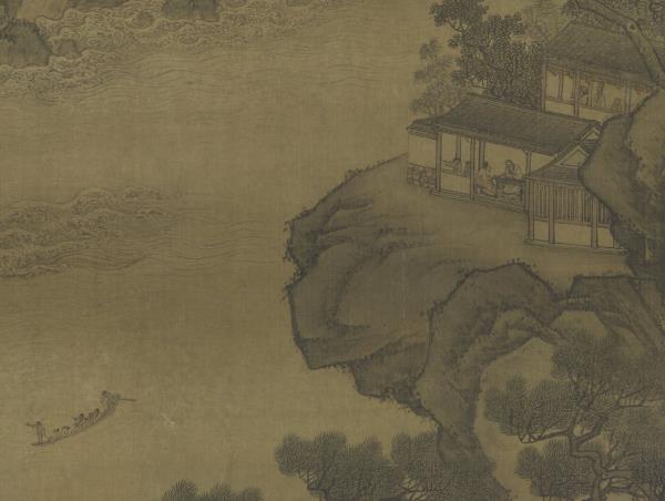 元王振鵬瀛海勝景　軸