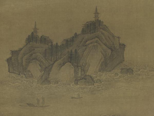 元王振鵬瀛海勝景　軸