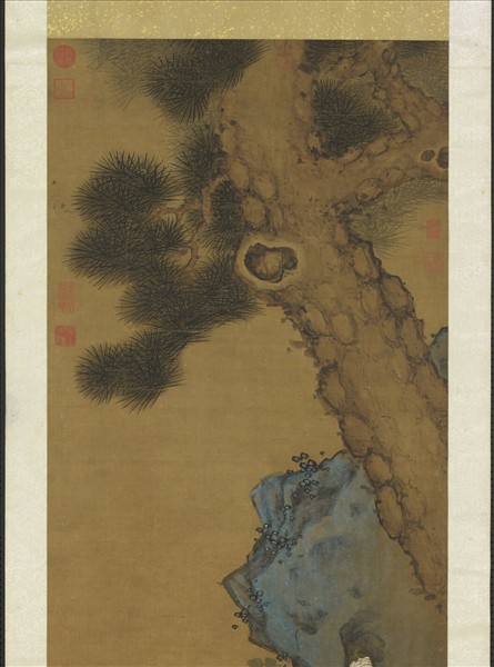 元王淵畫松石水仙　軸