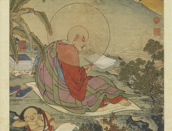 元顏輝月下補經圖　軸