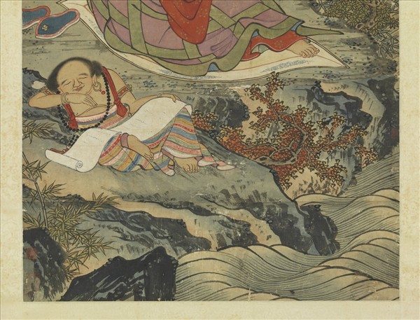 元顏輝月下補經圖　軸