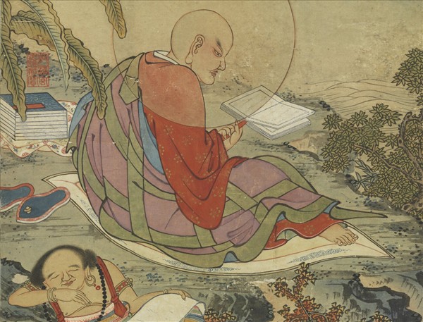 元顏輝月下補經圖　軸