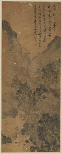 元吳鎮溪山雨意圖　軸