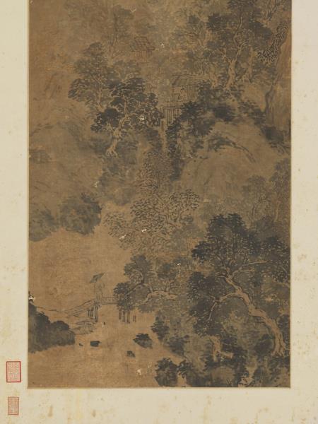 元吳鎮溪山雨意圖　軸