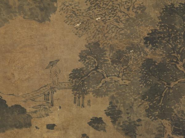 元吳鎮溪山雨意圖　軸