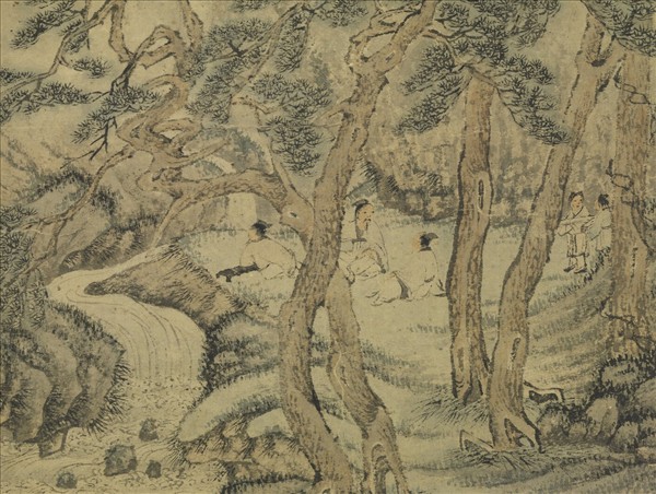 元王蒙松風泉石圖　軸