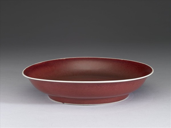 霽紅釉盤