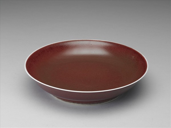 霽紅釉盤